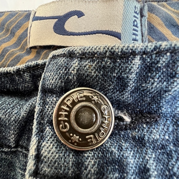 Chipie Denim Skirt Straight High Slit Size 40 US 10 Fly Front Yoke Pockets Midi - Picture 6 of 9